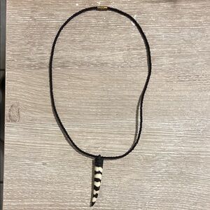 Handmade African Black Beaded Necklace with Pendant